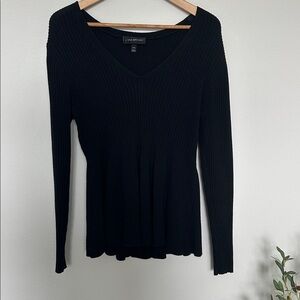 Lane Bryant Black Long Sleeve V-Neck Dress Top